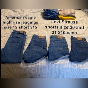Women’s American eagle jeans and Levi Strauss shorts